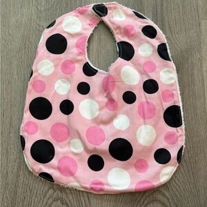Polka Dot Kids Bib - Pink, Black, and White
